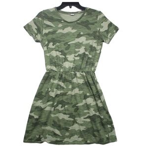 Old Navy Green Camouflage Lightweight Casual T-Shirt Dress Womens Size Small